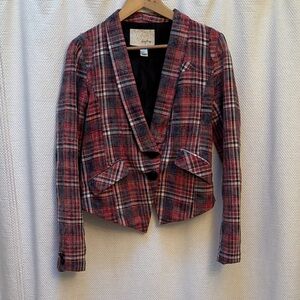 Daytrip Red and Black Plaid Blazer